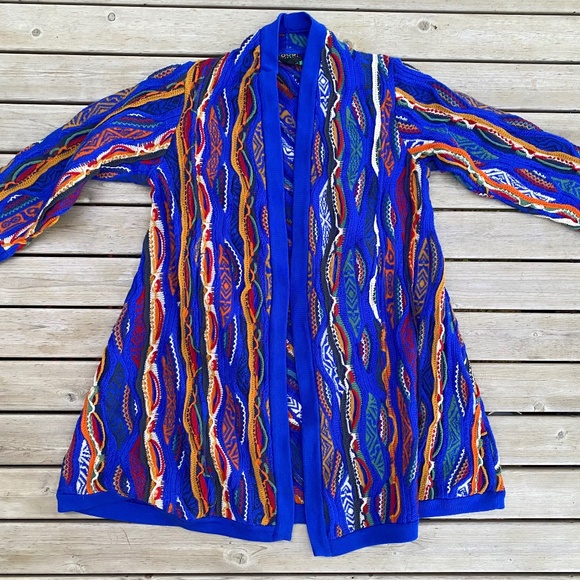 90sVintage COOGI Roomy S Small Wool Knitted Sweater Swing Coat Australia LikeNew - Picture 1 of 12